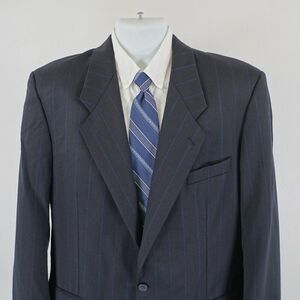 Yves Saint Laurent‎ Wool Blue Check Striped 2 Button Suit Jacket 42R France